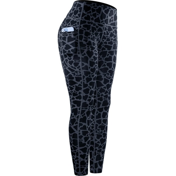 NELEUS Womens Yoga Leggings for Workout High Waist Ankle Length Tie-Dye Printed with Two Pockets,Heart Print,US Size L