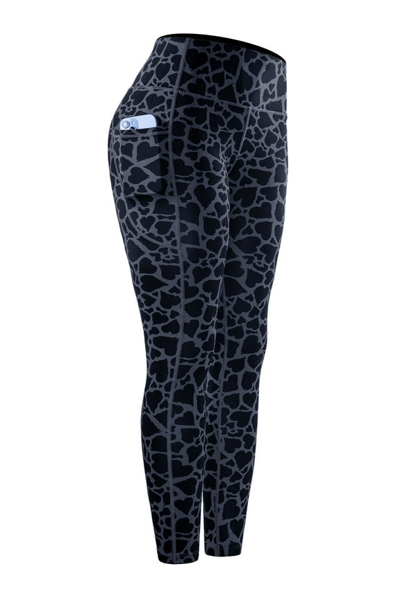 Womens Yoga Leggings for Workout High Waist Ankle Length Tie-Dye Printed with Two Pockets,Heart Print,US Size L