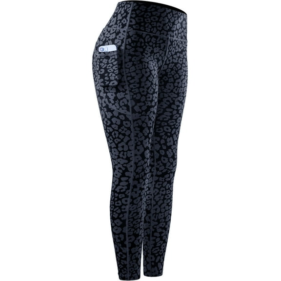 NELEUS Womens Yoga Leggings for Workout High Waist Ankle Length Tie-Dye Printed with Two Pockets,Leopard Print,US Size 2XL