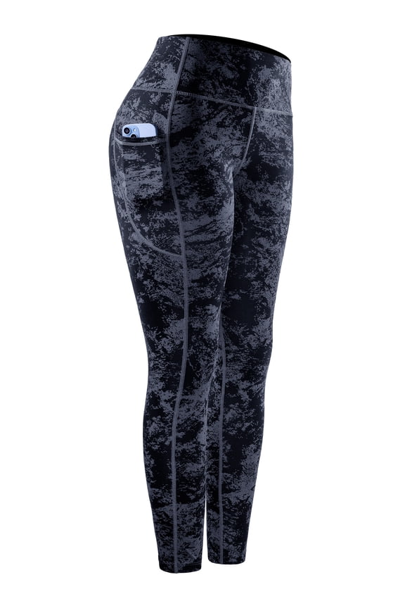 Womens Yoga Leggings for Workout High Waist Ankle Length Tie-Dye Printed with Two Pockets,Snowflake Dot Print,US Size L