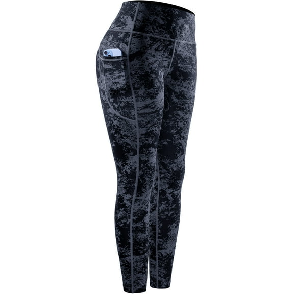NELEUS Womens Yoga Leggings for Workout High Waist Ankle Length Tie-Dye Printed with Two Pockets,Snowflake Dot Print,US Size XL