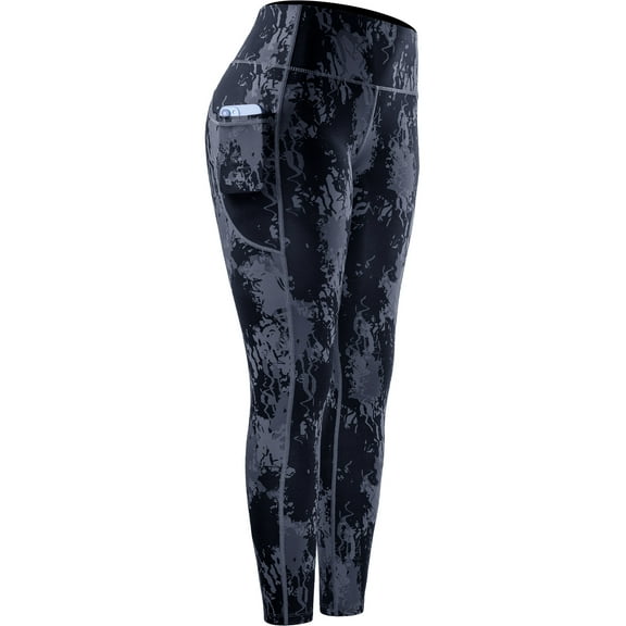 NELEUS Womens Yoga Leggings for Workout High Waist Ankle Length Tie-Dye Printed with Two Pockets,Splinter Print,US Size XL