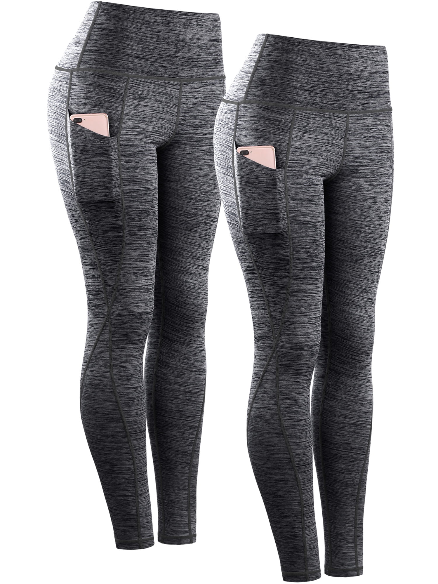 Ladies Plus Size Seamless Ribbed Fleece Lined Leggings (2X/3X, Black) 