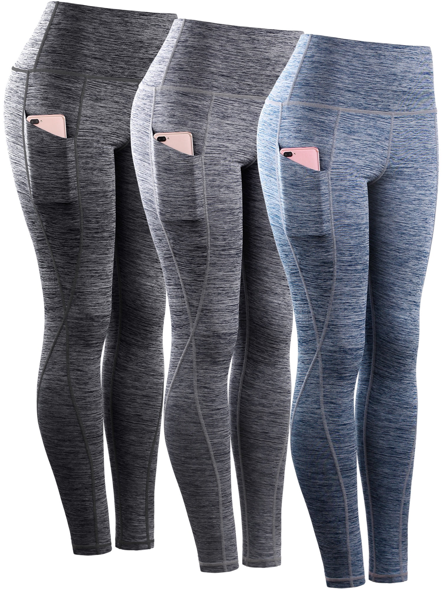 NELEUS Women's High Waist Yoga Shorts Tummy Control Workout Running  Compression Shorts with Pocket, 9035 3 Pack:black/Grey/Blue, M price in UAE,  UAE
