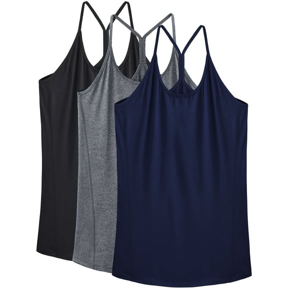 NELEUS Womens Yoga Tank Tops Racerback Athletic Workout Strap Camisole Shirts,Black+Gray+Navy Blue,US Size XL