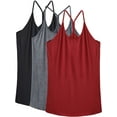 thumbnail image 1 of NELEUS Womens Yoga Tank Tops Racerback Athletic Workout Strap Camisole Shirts,Black+Gray+Red,US Size XL, 1 of 8
