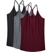 NELEUS Womens Yoga Tank Tops Racerback Athletic Workout Strap Camisole Shirts,Black+Gray+Wine Red,US Size XL