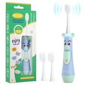 NELL&WELL Kids Electric Toothbrush, 2-Min Timer, 3 Modes with Memory, IPX 7 Waterproof, Battery Powered Kids Toothbrush with 3 Soft Bristles Heads for Children Boys and Girls Ages 3+