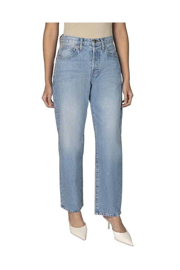 womens Petite The Claire Boyfriend Denim, 27, Blue