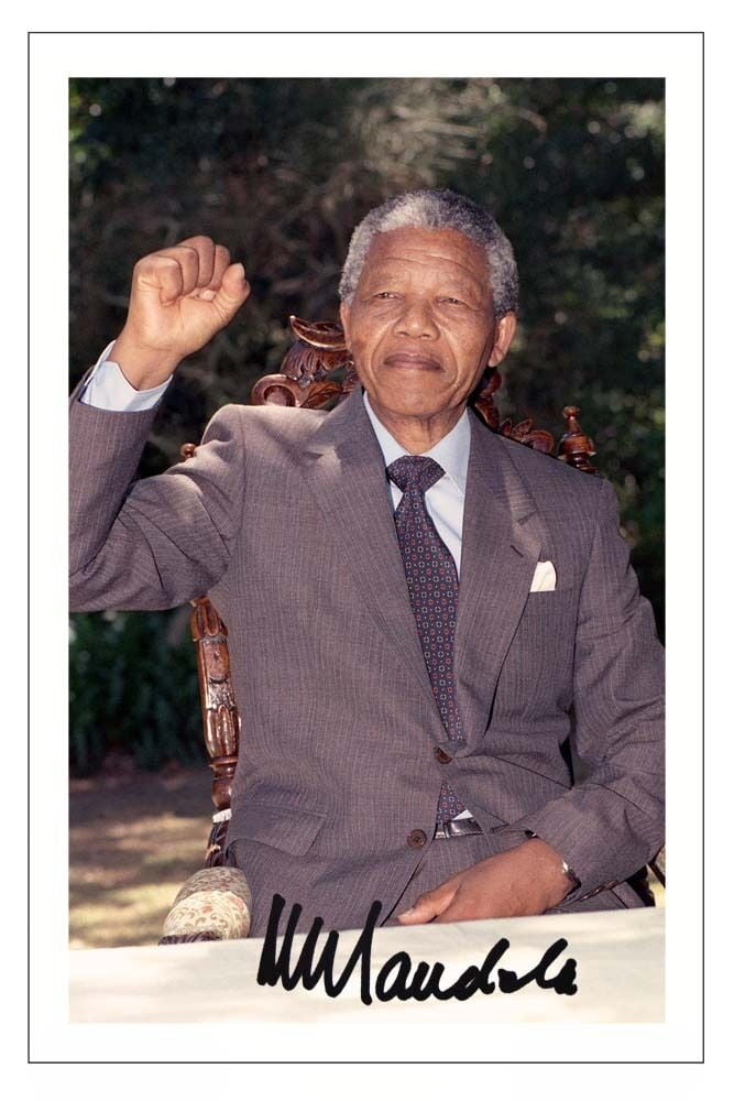 NELSON MANDELA AUTOGRAPH SIGNED Photo PRINT SOUTH AFRICA