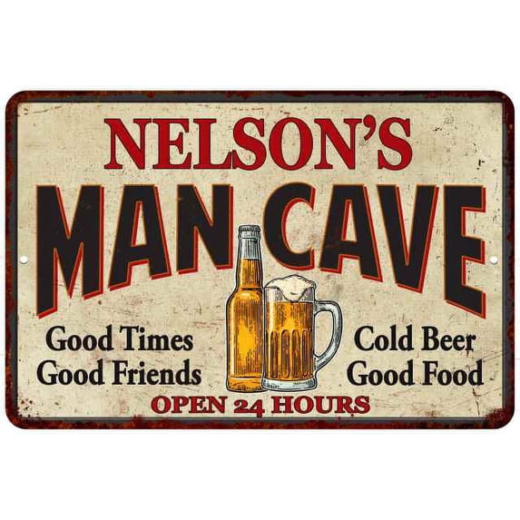 NELSON'S Man Cave Gift Metal Sign Wall Decor Gift 12x18 112180011254