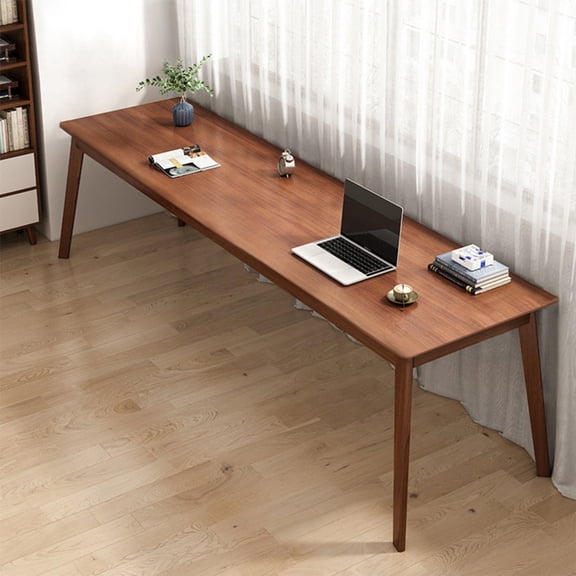 NELYE Two Person Wooden Desk - 71" Simple Extra Long Computer Table, Walnut