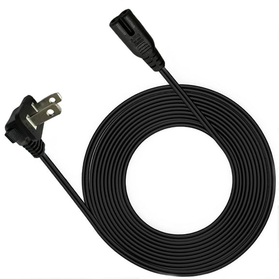 NEMA 1-15P to IEC 320 C7 Right Angle Power Cord, 90 Degree Polarized 8-Figure AC Power Cable [2FT, 18AWG] for PS5, Xbox, Monitor, TV, Projector, PC, Printer, Speaker - UL/ETL Listed, Flexible (0.6M)