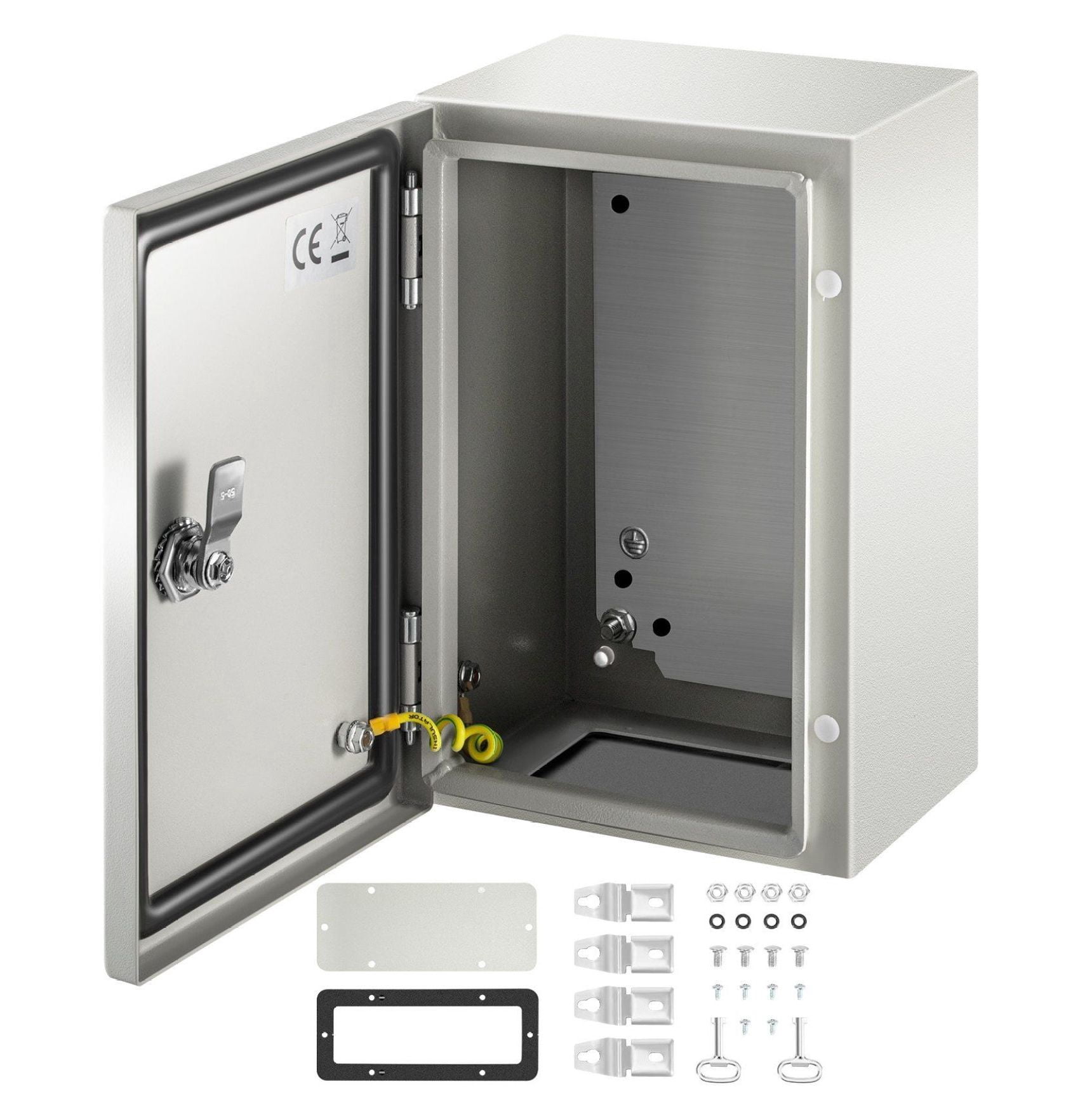 NEMA 12x8x6 Steel Enclosure, NEMA 4X Electrical Box, IP66 Waterproof Outdoor Junction Box with Mounting Plate