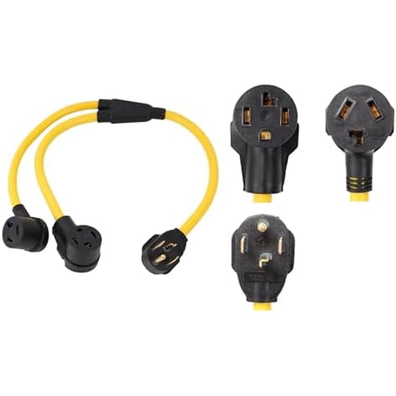 NEMA 14-30P to 2 Outlet 14-30R 10-30R Y Splitter STW 3 Feet 120V/240V 30 Amp 10 AWG 4 Prong Plug to 3 and 4 Prong Receptacle for Welder, RV, Clothes Dryer, EV PHEV Charger Power Cord Adapter