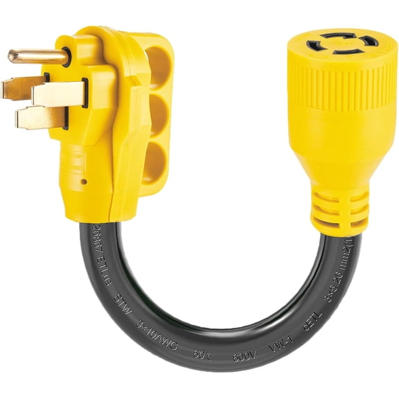 NEMA 14-50P to L14-30R Generator Transfer Swtch Adapter Cord, 240V/120V 50 Amp Male to 30 Amp Female Twt Lock 4 Prong Generator Adapter Cord, STW 10 AWG Heavy Duty ETL Lted