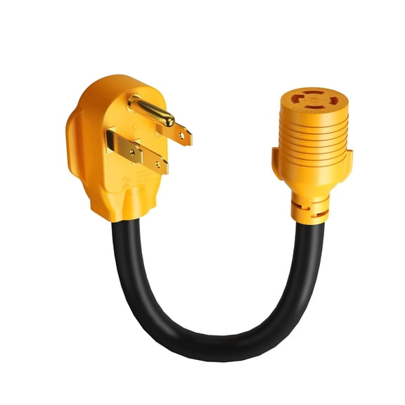 NEMA 14-50P to L14-30R Generator Transfer Swtch Adapter Cord ETL Lted, 240V/120V Generator to House 50 Amp Male to 30 Amp Female Twt Lock 4 Prong Generator Plug Adaptor for Power Backup