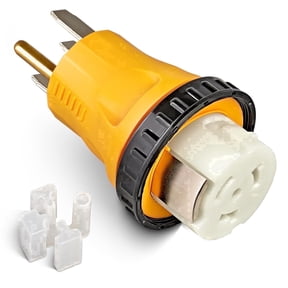 50 Amp to  50 amp  Boat Plug with Locking Ring, NEMA 14-50P to SS2-50R  Marine Shore Power Adapter for Conversion Switch Power Input Box, RV, Camper