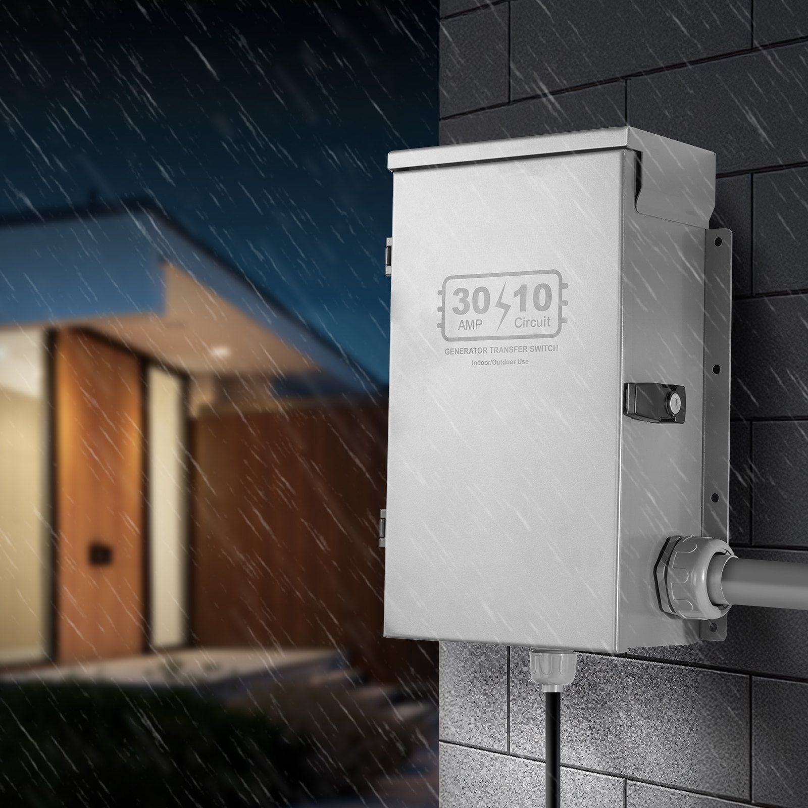 NEMA 3R 30A Manual Transfer Switch  Compatible with 7500W Generators, 120/240V, Heavy-Duty Power Switch