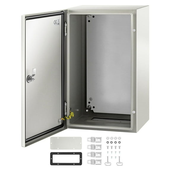 NEMA 4X Electrical Box, 20x12x10 Steel Enclosure, IP66 Waterproof Junction Box, Outdoor Indoor Mounting Plate