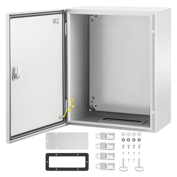 NEMA 4X Steel Enclosure 20x16x10", SKYSHALO Electrical Box, IP66 Waterproof Outdoor Junction Box with Mounting Plate, Secure Electrical Projects