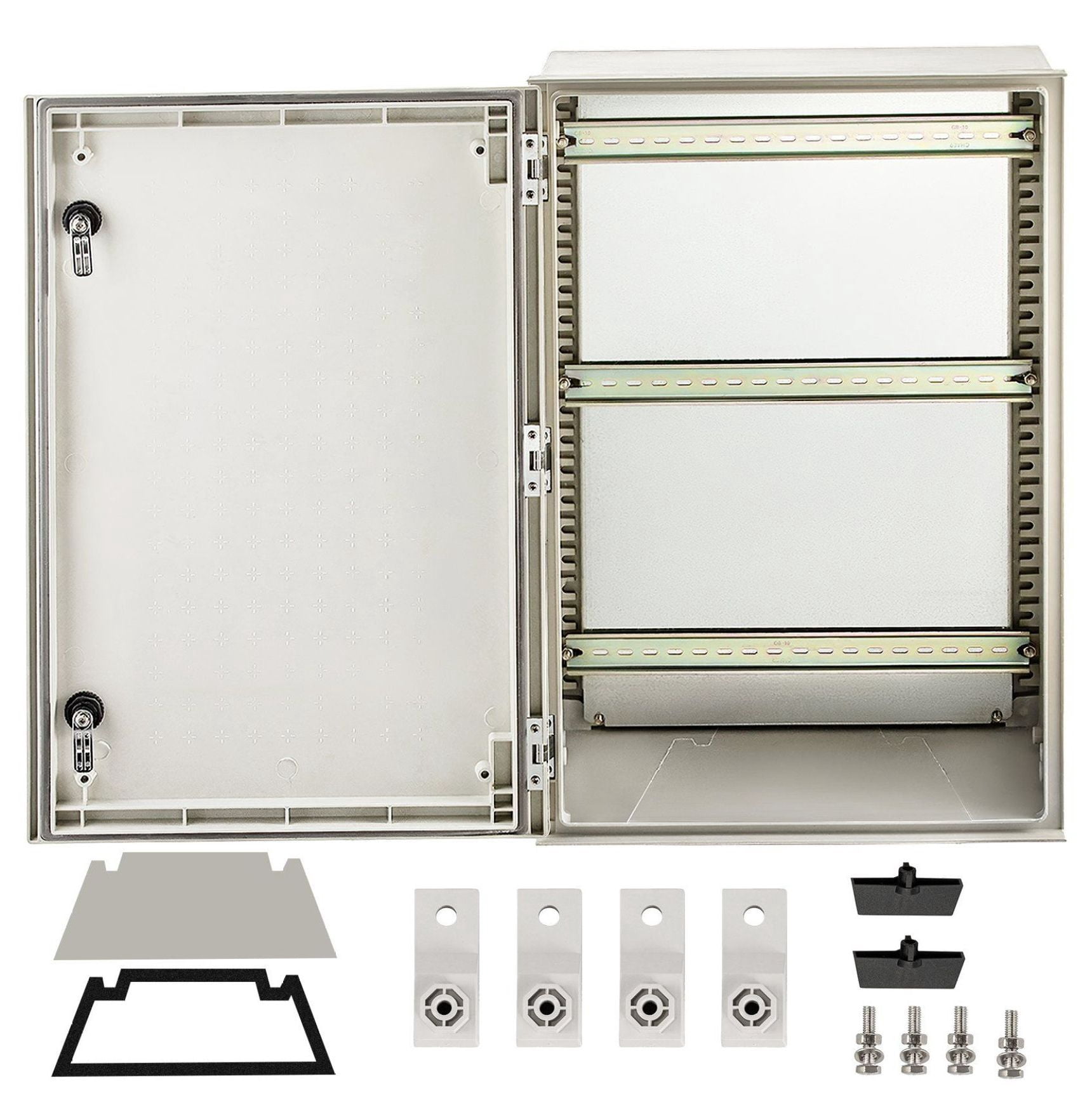 NEMA 4X Enclosure Fiberglass Electrical Box 24x16x9", IP66 Waterproof Outdoor Junction Box with Mounting Plate, 60x40x23cm, Indoor/Outdoor Electrical Cabinet
