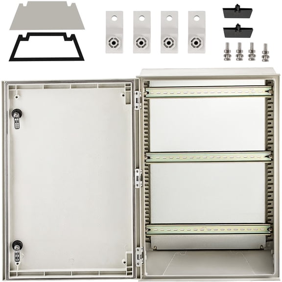 NEMA 4X Fiberglass Electrical Enclosure, 24x16x9 Inch IP66 Waterproof Junction Box, Outdoor/Indoor Electrical Box with Mounting Plate (60x40x23 cm)