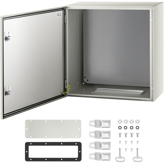 NEMA 4X IP66 Water Dust Resistant Metal Electric Enclosure 24x24x12 Inch with Mounting Plate for Outdoor Indoor Use