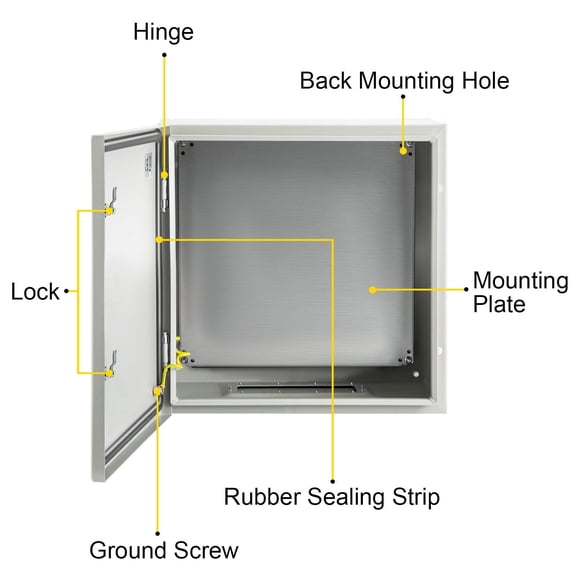 NEMA 4X Steel Electrical Junction Box, 24x24x8 Inch, IP66 Waterproof & Dustproof, Indoor/Outdoor Use with Mounting Plate – Heavy Duty Enclosure