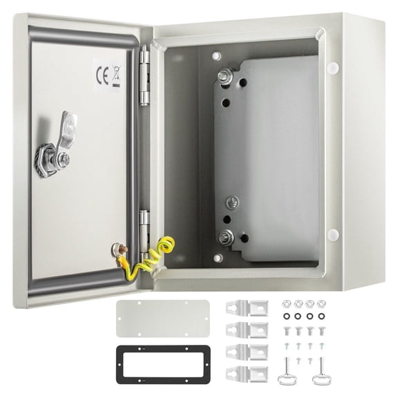 NEMA 4X Steel Enclosure 10x8x6", IP66 Waterproof Electrical Box, Outdoor Indoor Junction Box with Mounting Plate