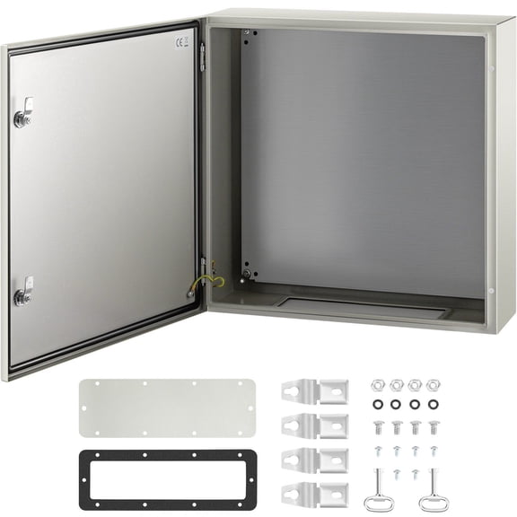 NEMA 4X Steel Enclosure, 24x24x8 Inch IP66 Waterproof Electrical Box, Outdoor & Indoor Metal Cabinet with Mounting Plate