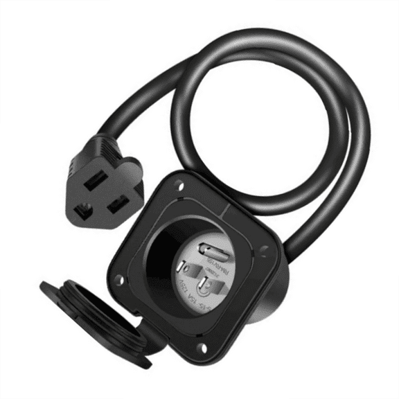 NEMA 5-15P 15Amp AC Port Plug ETL Certified, Direct Connection, Multiple Uses, Black