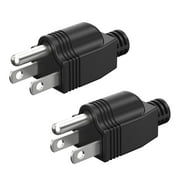 NEMA 5-15P Electrical Replacement Plugs End, Extension Cord Ends 125V 15A 2Pole 3Wire Male Plug Ground Neutral Generator Plug, 3 Prong Power Replacement Plug, 2-Pack