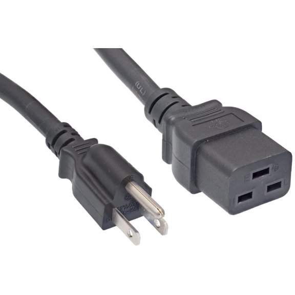 NEMA 5-15P to IEC 320 C19 Power Cord Extension, 14AWG, 15A 125V, 6ft For IEC C19 Inlet Equipment Only (Not C13 / Not 20A Devices)