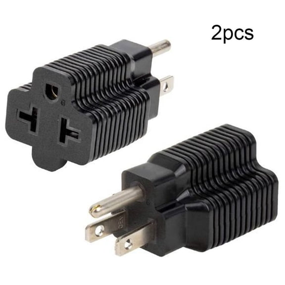 NEMA 5-20R to NEMA 5-15P Conversion Plug Adapter Black 2 Pack