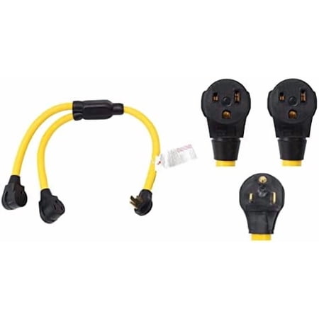 NEMA 6-50P to 2 Outlet 6-50R Y Splitter STW 6 AWG 3 Feet 240V 50 Amp 3 Prong Male Plug Female Receptacle Welder EV Charger Dryer RV Power Cord Adapter$$Tools & Hardware Other