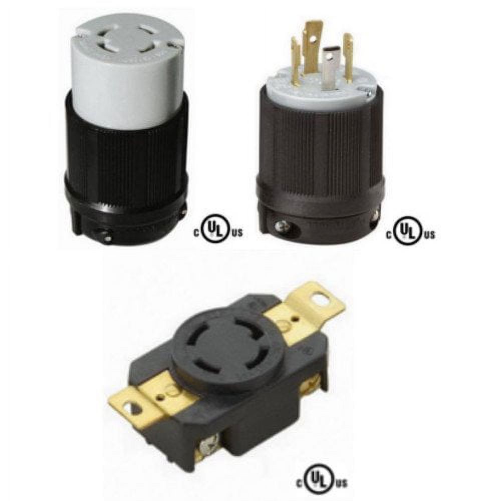 NEMA L14-30 Plug, Connector, and Receptacle Set - Rated for 30A, 125/250V, 4-Wire, 3 Pole - cUL Listed - image 1 of 1
