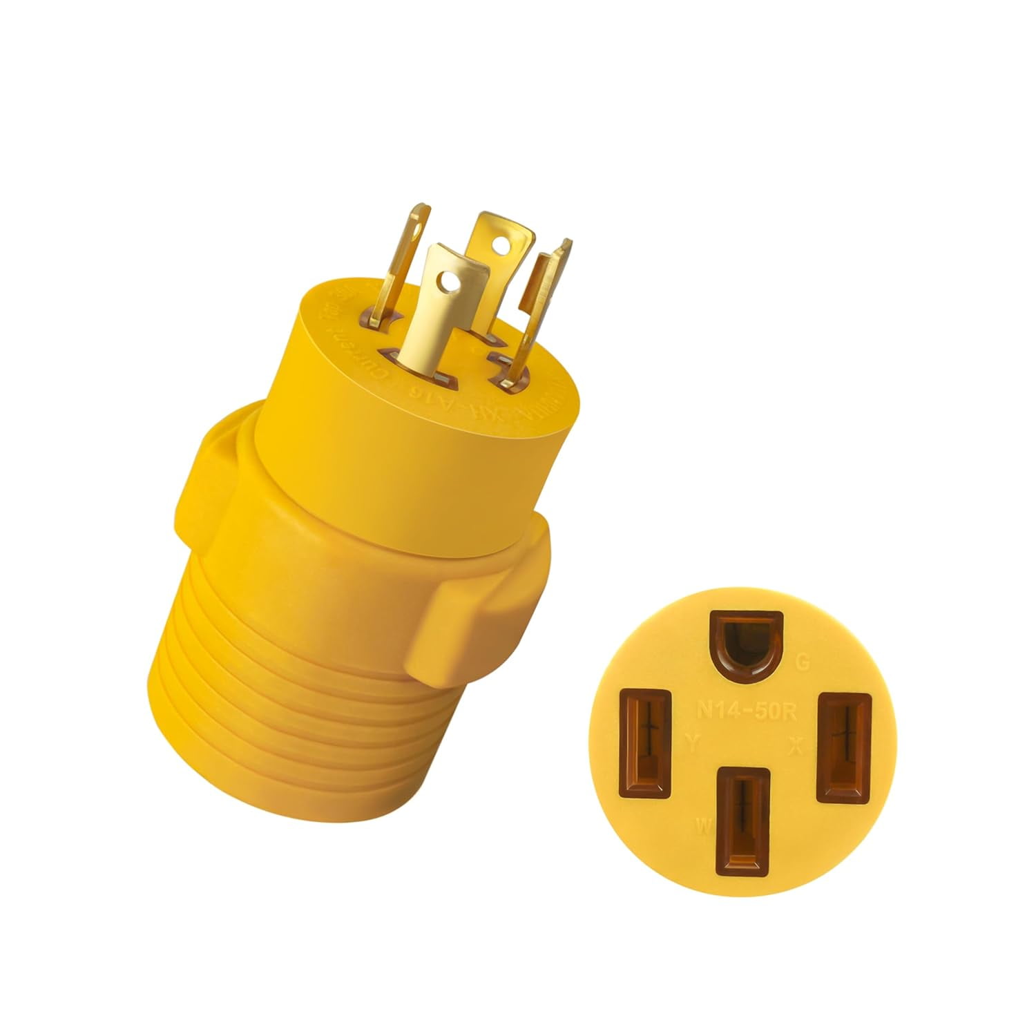 NEMA L14-30P to 14-50R RV Generator Adapter, 4-Port Male Plug to 4-Port ...