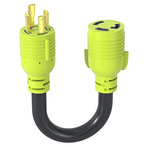 NEMA L14-30P to NEMA L6-30R,30 Amp Adapter 4 Prong to 3 Prong Lock Connection,Welder Generator EV Power Conversion Cord,STW 10 Gauge,ETL Listed(1FT)