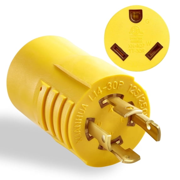 30 Amp RV Plug ,NEMA L14-30P to TT-30R Generator Adapter, 4 Prong Twist ...