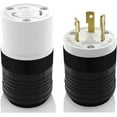 thumbnail image 1 of NEMA L5-30P & NEMA L5-30R Locking Plug and Connector Set, Generator Twist Lock Plug Socket, 30 Amp 125V 2 Pole 3 Wire Grounding, Industrial Grade Heavy Duty, UL Listed (1 Set, Black/White), 1 of 6