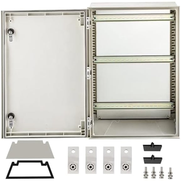 NEMA Steel Enclosure, 24 x 16 x 9'' NEMA 4X Fiberglass Electrical Box, IP66 Waterproof & Dustproof, Outdoor/Indoor Electrical Junction Box, with Mounting Plate(60 x 40 x 23 cm)