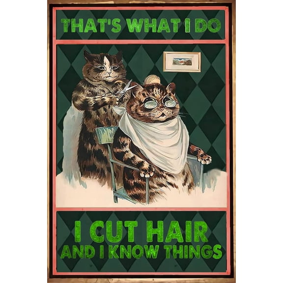 NENAWOS Cat Retro Metal Tin Sign Vintage Salon Decor 8x12 Inches