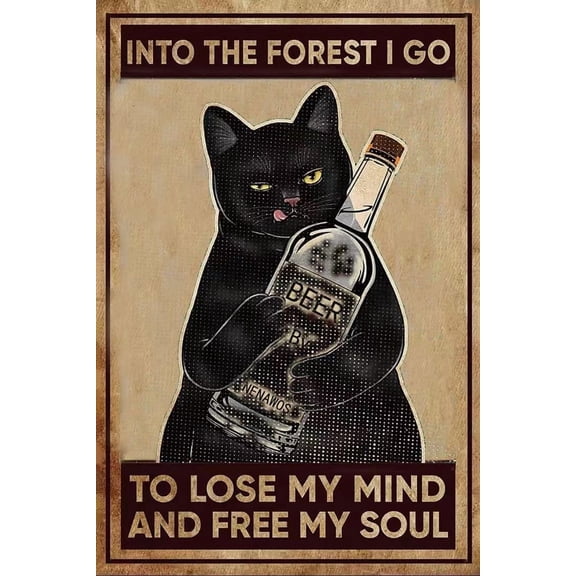 NENAWOS Retro Metal Tin Sign,Cat Show Me Your Beer Wall Poster Metal Tin, Retro Style, Funny Kitty, Home Bar Shop Decorations Coffee Vintage Sign Gift 8X12Inch