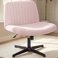 thumbnail image 1 of NEO CHAIR Criss Cross Chair No Wheels Armless&nbsp;Comfy Desk Chair Wide Vanity Makeup&nbsp;Cross Legged Office Adjustable Computer Task for Home Office Fabric (Pink), 1 of 7
