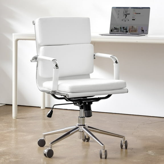 NEO CHAIR Conference Office Chair Century Modern Mid-Back Cushioned, White