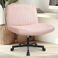 thumbnail image 1 of NEO CHAIR Criss Cross Legged Office Desk Vanity Armless Chair with Wheels Swivel, Pink, 1 of 8
