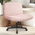 thumbnail image 1 of NEO CHAIR Criss Cross Legged Office Desk Vanity Armless Chair with Wheels Swivel, Pink, 1 of 8