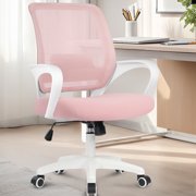 NEO CHAIR Ergonomic Office Chair, Lumbar Support Mid Back, Mesh Home Office Computer Desk Chair with Armrests, Pink