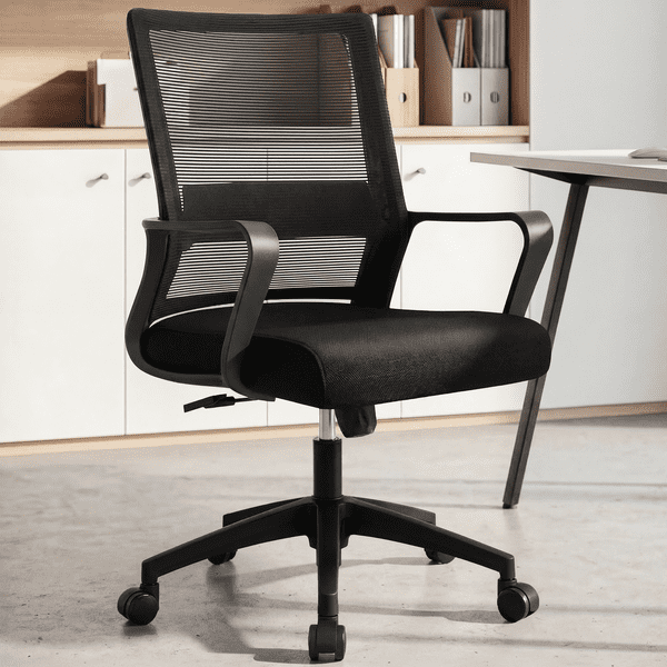 NEO CHAIR Office Chair Gaming Desk Computer Chair Ergonomic Mesh Mid Back with Wheels Lumbar Support Comfy Swivel Adjustable for Home (Black)